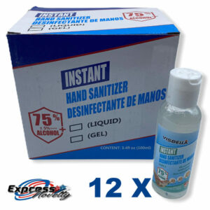 Doos met 12 flacons 100ml dispensers Hand ontsmetting – desinfectie Gel (Handtas model)