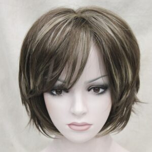 PRUIK kort, mix kleuren donker blond&donker bruin