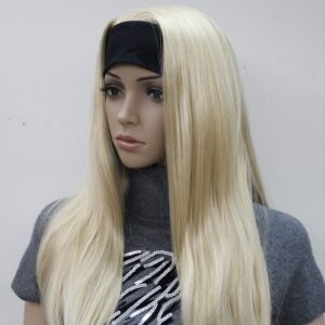 Pruik met rekbare hoofdband, lang 45cm, mixed kleuren licht&donker blond
