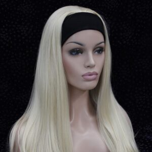 Pruik met rekbare hoofdband, lang 45cm, blond