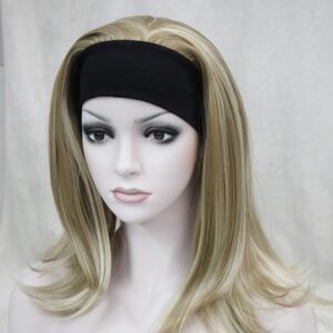 Pruik met hoofdband – haarband – lang – kleur mixed donker blond+licht blonde pukken