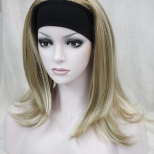 Pruik met hoofdband/haarband, lang, mixed kleuren donker met licht blond
