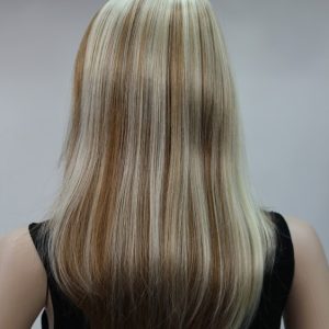Pruik Lang, Stijl, mixed kleuren blond  met bruin/rood, speciale kleur.