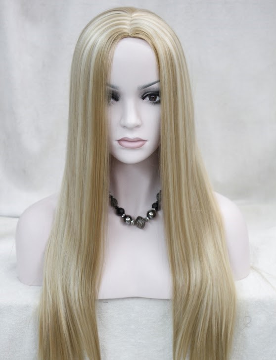 Pruik Lang, stijl, 70 a 75 cm mixed donker blond (4118-14H613)