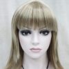 Pruik, half lang, meshed kleur, donker blond met licht bruine strepen - Afbeelding 2