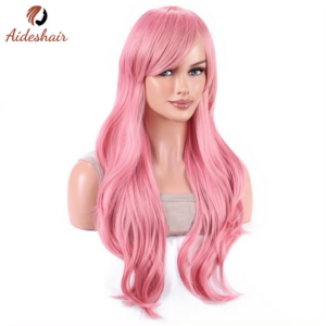 COSPLAY PRUIK, ROOS, ROZE, Lang golvend Pink hair fashion